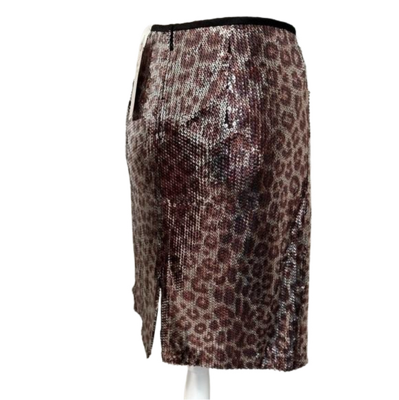 𝅺NANETTE Lepore Bronze Brown Sequin Cheetah Leopard Skirt 🇺🇸 NWT Gorgeous - Picture 8 of 16